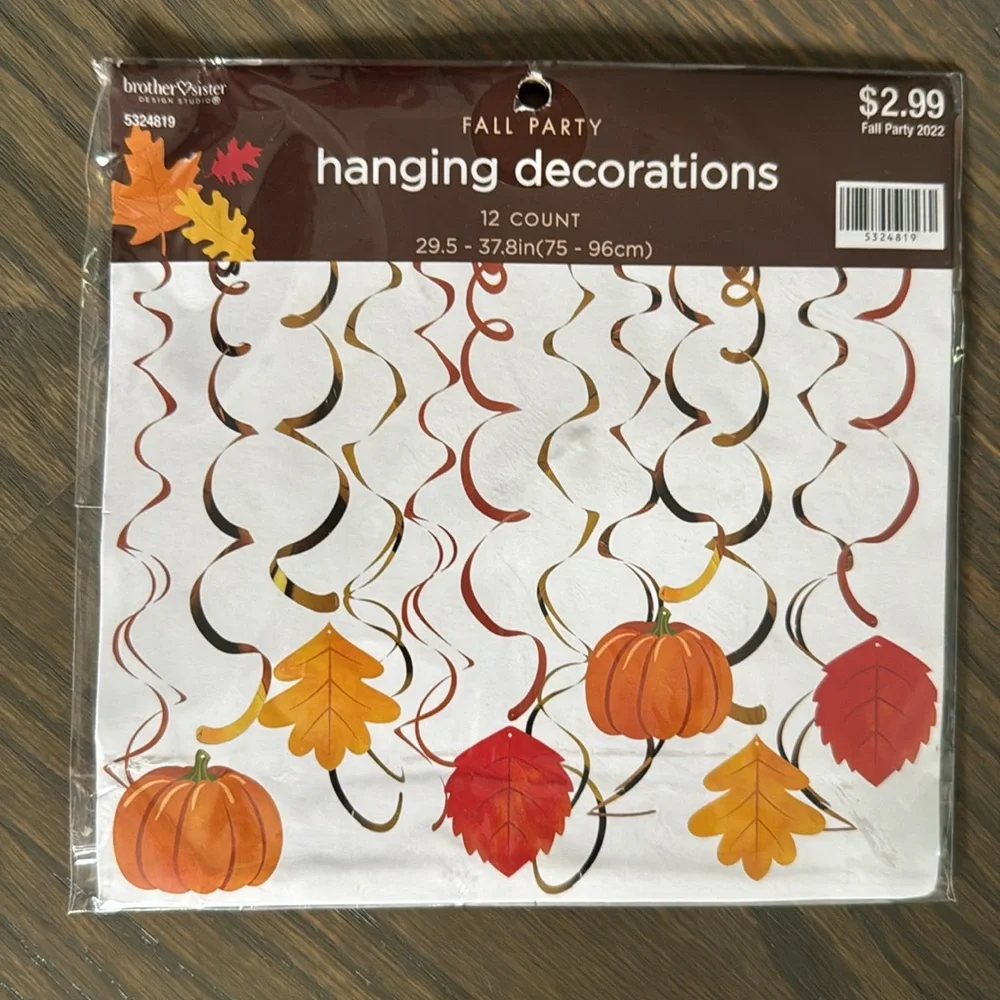 Autumn Themed Party Decorations Set- Paper Fans, Confetti, Leaves, Ceiling Cling
